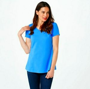Isaac Mizrahi Live Pima cotton Tee blue medium